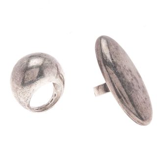 Dos anillos en plata .925 de la firma Tane. Peso: 43.6 g.
