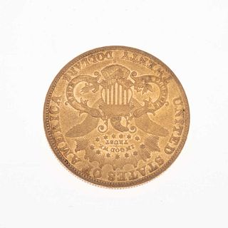 Moneda de 20 dolares en oro amarillo de 21k. Peso: 33.3 g.