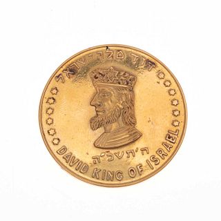 Medalla en oro amarillo de 21k. DAVID KING OF ISRAEL. Peso: 43.0 g.