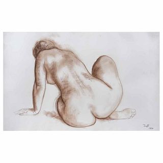 FRANCISCO ZÚÑIGA, Desnudo de espalda, Firmada y fechada 1971, Sanguina sobre papel, 36 x 57 cm, Con certificado