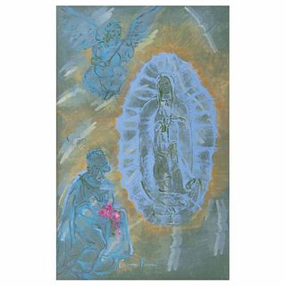 CARMEN PARRA, Virgen de Guadalupe, 2022, Firmado, Acrílico sobre tela, 154 x 98 cm, Con constancia