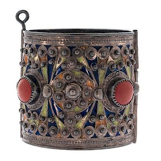 Bedouin Cuff Bracelet in Silver with Enamel 