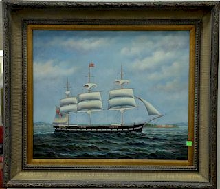 E. Nielson (20th century) oil on canvas "Black Soulboat" signed lower right E. Nielsen, 19 1/2" x 23 1/2".