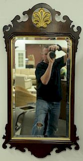 Two contemporary mirrors including mahogany Council Chippendale style mirror 41" x 21", a large Asian style rectangular mirro
