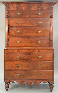 George IV mahogany chest on chest, circa 1840. ht. 86in., wd. 48in.