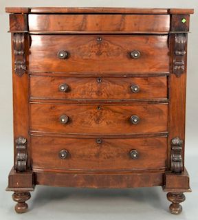 George IV mahogany chest with bowed front, circa 1840. ht. 57in., wd. 49 1/4in., dp. 22in.