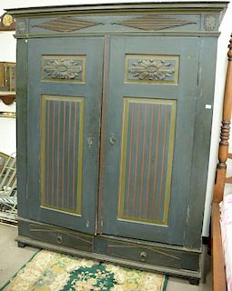 Two door paint decorated armour (no back) ht. 87 1/2in., wd. 66in.