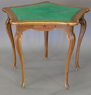 Louis XV style game table, five sided with five drawers and felt top. ht. 31in., dia. 39in.