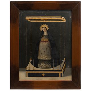 VERA EFIGGIE DE LA VIRGEN DE LA SOLEDAD. MÉXICO, SIGLO XIX. Óleo sobre tela. 74 x 55.5 cm