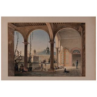 Egerton, Daniel Thomas. Hacienda de Barrera, Guanajuato. London, 1840. Litografía coloreada, 42.8 x 60.5 cm.