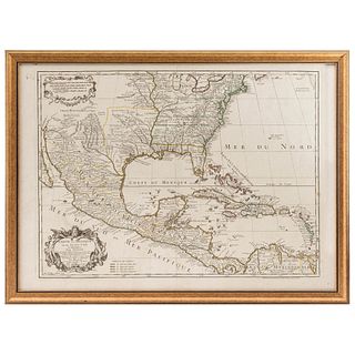 L'Isle, Guillaume de. Carte du Mexique et des Etats Unis d'Amerique. Paris, 1783. Mapa grabado con límites coloreados, 49x67 cm.