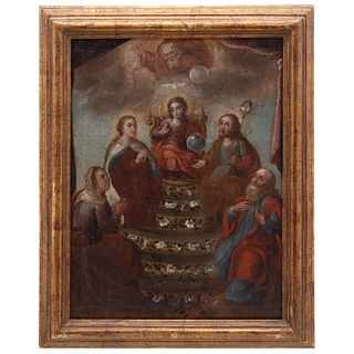 LOS CINCO SEÑORES. MÉXICO, SIGLO XVIII. Óleo sobre tela. Firmado y fechado: "Franco de los ángeles 1721". 53 x 40 cm