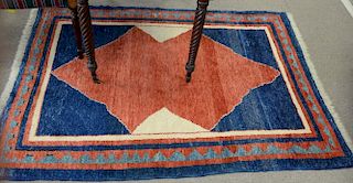 Oriental throw rug, late 20th century, 4' x 5'5".