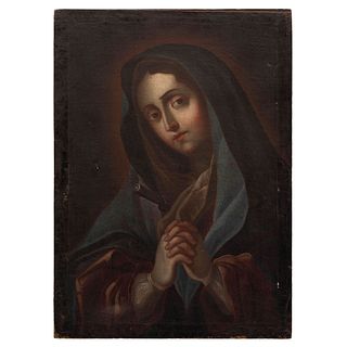 VIRGEN DOLOROSA. MÉXICO, SIGLO XVIII. Óleo sobre tela. 63 x 45 cm