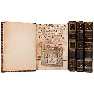 Recopilación de las Leyes de los Reynos de las Indias. Madrid: Iulian de Paredes, 1681. Primera edición. Piezas: 4.