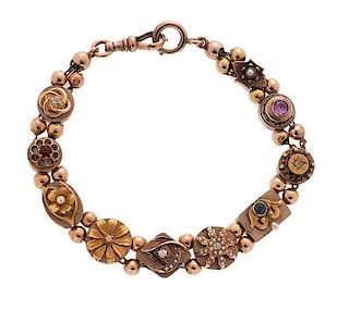 Slide Bracelet with Gemstones in 10 Karat 