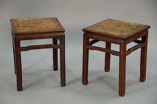 Pair of Chinese hardwood stands, 19th century or earlier (one as is). ht. 20in., top: 16" x 16".