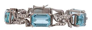 Aquamarine and Diamond Bracelet in 18 Karat 
