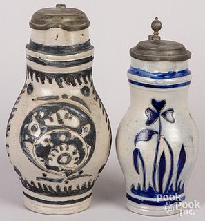 Two German stoneware pitchers, 19th c.