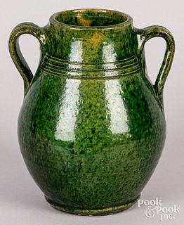 Copper glaze redware jar, 19th c.