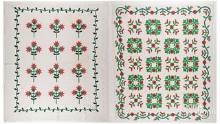 Two Contemporary floral appliqué quilts