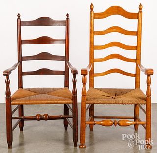Two Delaware Valley ladderback armchairs