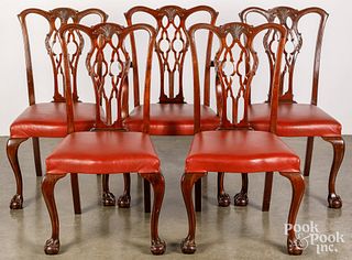 Five Chippendale style mahogany dining chairs