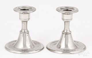 Pair of Connecticut pewter candlesticks