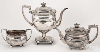 Three piece Georgian silver tea service