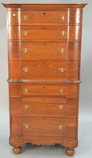 Walnut chest on chest in two parts, ht. 68in., wd. 35in., dp. 20in.