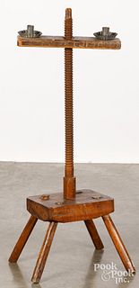 Primitive adjustable candle stand, late 19th c.