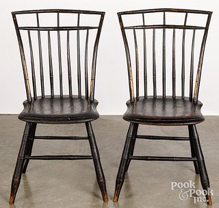 Pair of birdcage Windsor chairs, ca. 1820
