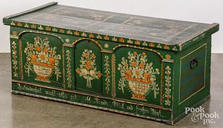 German painted pine dower chest, ca. 1824