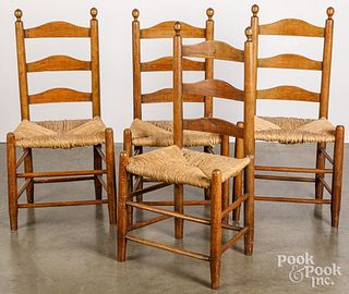 Set of four ladderback side chairs, 19th c.