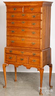 New England Queen Anne maple high chest, ca. 1760
