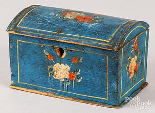 Continental painted pine dome lid box, 19th c.