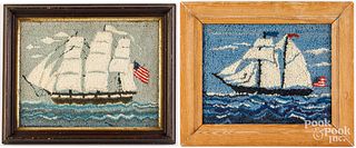 Two hooked pictures of American ships