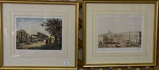 Set of six colored lithographs after C. Castry Mexico Y Sus Alrededores including The Town of Tacubaya, Square of St. Domingo