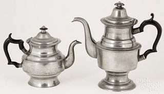 Massachusetts pewter coffeepot and teapot