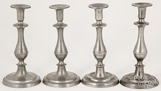 Two pairs of Ohio pewter candlesticks, 19th c.