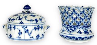 (2) Royal Copenhagen Blue Lace Lidded Bowl