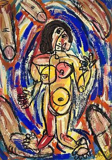Abstract Nude Woman Acrylic on Paper