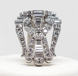 Platinum & Diamond Art Deco Fur Clip/ Pendant