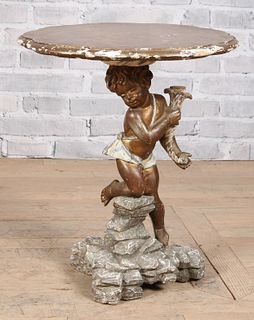 Italian Gilded and Carved Wood Putti Table
