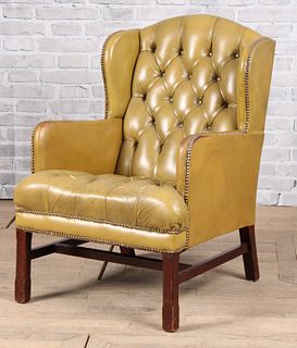 English Leather Wing Chair