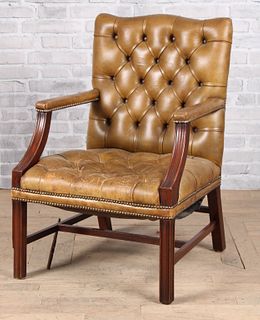 English Leather Library Chair