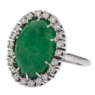 Mason-Kay Certified Natural 'A' Jade Platinum Ring with Diamonds 