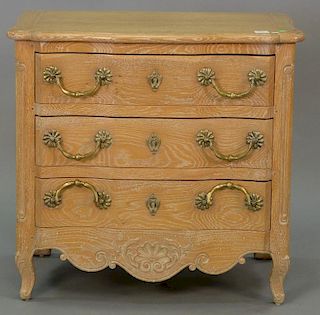 Louis XV style three drawer commode, stamped "made in France", ht. 32in wd. 33in.