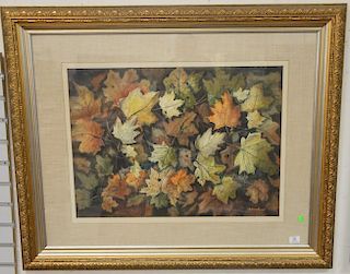S. Crossland watercolor on paper, Fall Leaves, signed lower right S. Crossland, sight size 21" x 29".