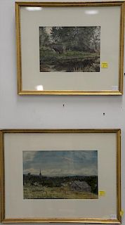 Set of four watercolors, Farmington landscapes, one marked Farmington 27-28 July 7th and one marked Farmington Aug. 7th. sigh